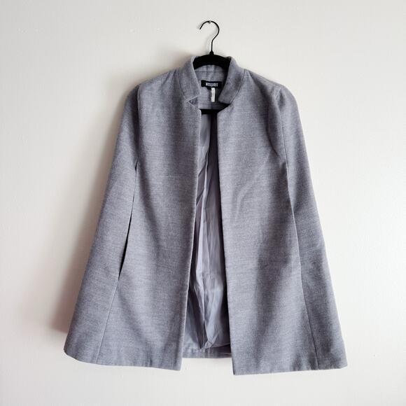 Missguided Grey Shoulder Cape Jacket - Size 8 - Picture 1 of 6